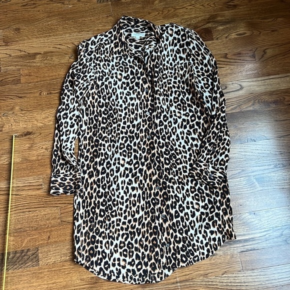 EQUIPMENT FEMME Essential silk button down shirt dress natural leopard medium - Picture 5 of 8